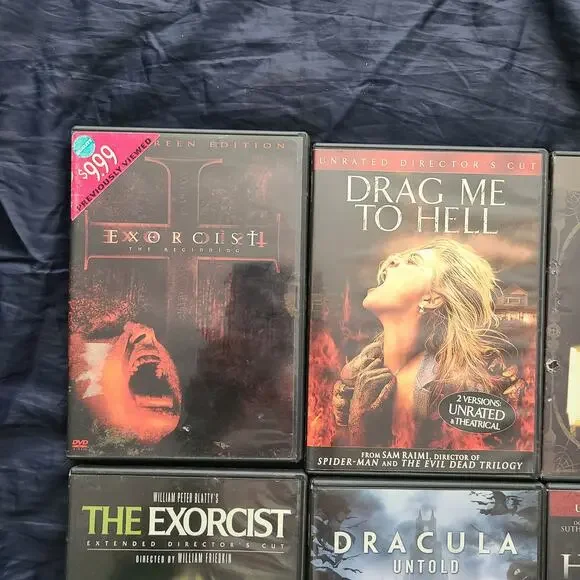 LOT OF 12 HORROR MOVIE DVD'S The Exorcist,Exorcist,pet seminarytested
